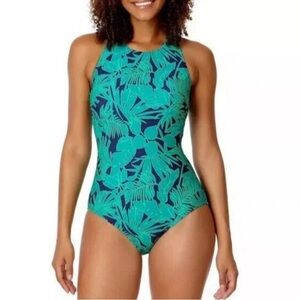 Lands' End Women's Tropical Blue One Piece Swimsuit
